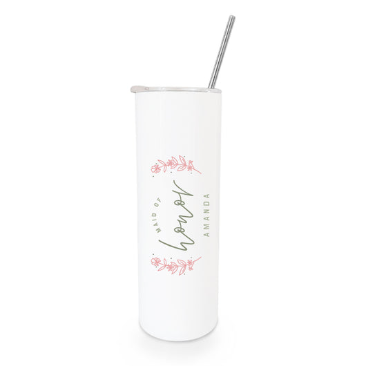 Personalized Name Floral Maid of Honor Wedding Tumbler