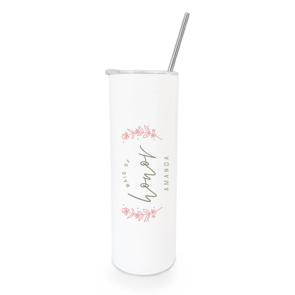The Cotton and Canvas Co. Personalized Name Floral Maid of Honor Wedding Tumbler