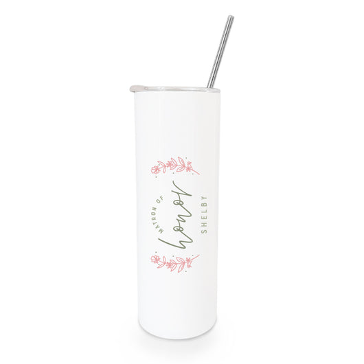 Personalized Name Floral Matron of Honor Wedding Tumbler