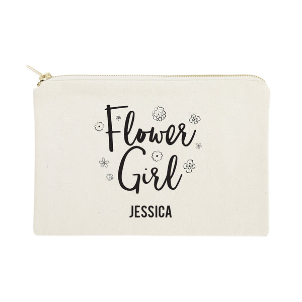 The Cotton and Canvas Co. Personalized Flower Girl Cotton Canvas Cosmetic Bag