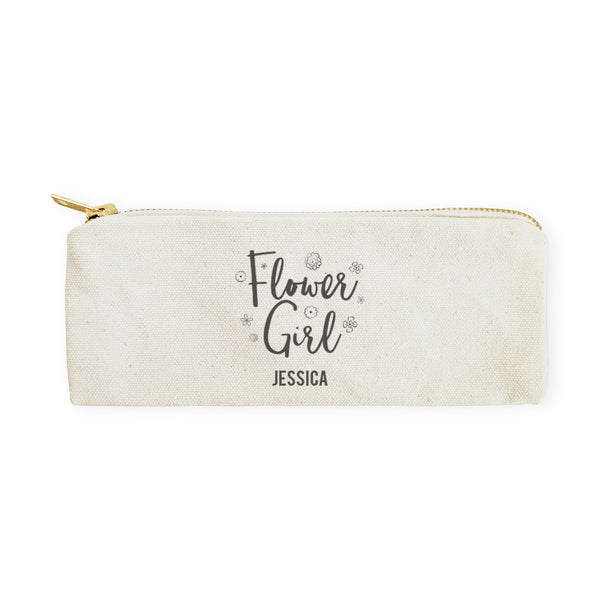 The Cotton and Canvas Co. Flower Girl Personalized Cotton Canvas Pencil Case and Travel Pouch