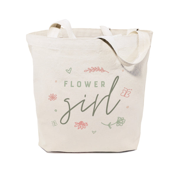 The Cotton and Canvas Co. Floral Flower Girl Wedding Cotton Canvas Tote Bag