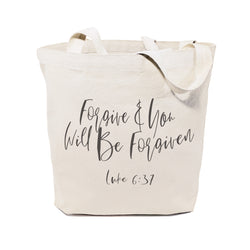 Forgive and You Will Be Forgiven, Luke 6:37 Cotton Canvas Tote Bag - The Cotton and Canvas Co.