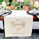 Personalized Family Last Name Give Thanks Canvas Table Runner - The Cotton and Canvas Co.