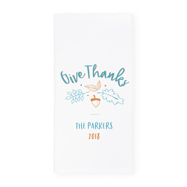 The Cotton and Canvas Co. Personalized Give Thanks Kitchen Tea Towel