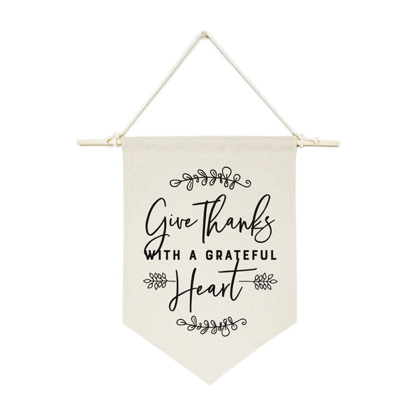 The Cotton and Canvas Co. Give Thanks with a Grateful Heart Hanging Wall Banner
