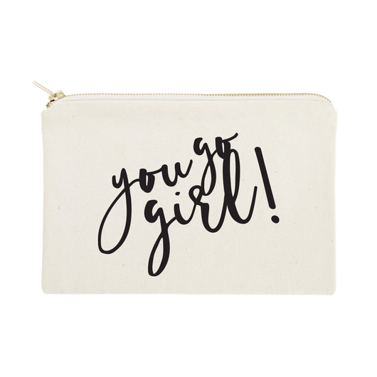 You Go Girl Cotton Canvas Cosmetic Bag - The Cotton and Canvas Co.