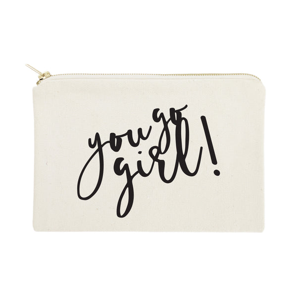 The Cotton and Canvas Co. You Go Girl Cotton Canvas Cosmetic Bag