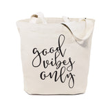 Good Vibes Only Cotton Canvas Tote Bag - The Cotton and Canvas Co.