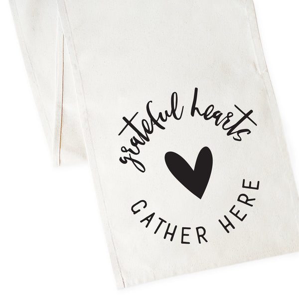 The Cotton and Canvas Co. Grateful Hearts Gather Here Cotton Canvas Table Runner