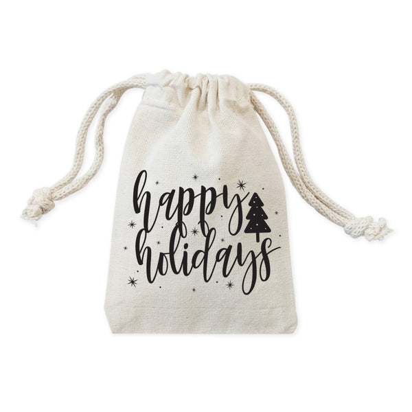 The Cotton and Canvas Co. Happy Holidays Christmas Favor Bags, 6-Pack