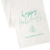 Personalized Family Last Name Happy Holidays Cotton Canvas Christmas Table Runner - The Cotton and Canvas Co.