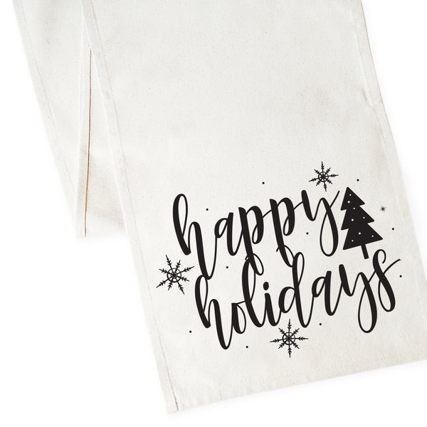The Cotton and Canvas Co. Happy Holidays Canvas Table Runner