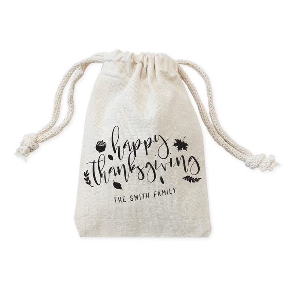 The Cotton and Canvas Co. Personalized Happy Thanksgiving Favor Bags, 6-Pack