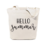 Hello Summer Cotton Canvas Tote Bag - The Cotton and Canvas Co.