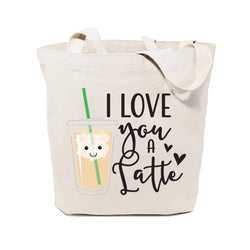 I Love You a Latte Cotton Canvas Tote Bag - The Cotton and Canvas Co.