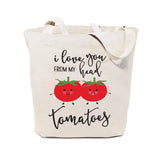I Love You From My Head Tomatoes Cotton Canvas Tote Bag - The Cotton and Canvas Co.