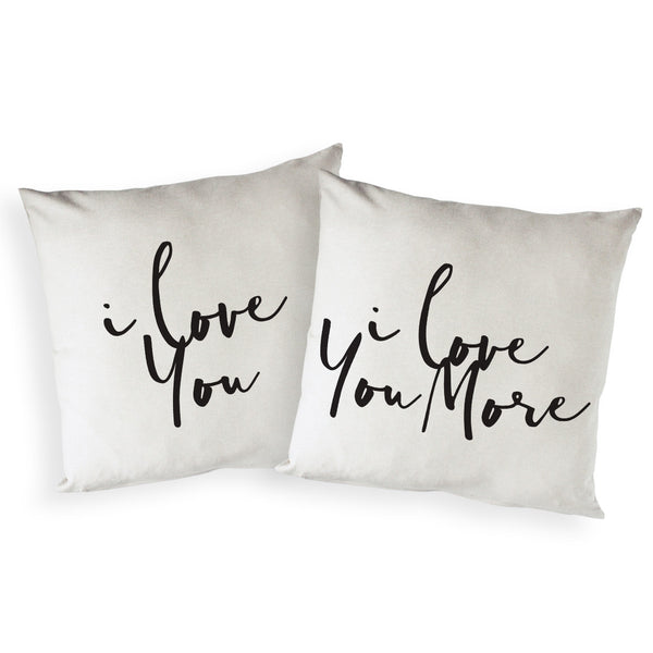 The Cotton and Canvas Co. I Love You and I Love You More Pillow Covers, 2-Pack