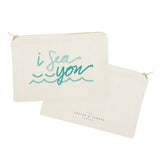 I Sea You Cotton Canvas Cosmetic Bag - The Cotton and Canvas Co.