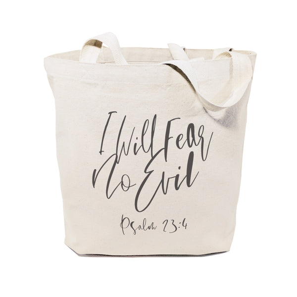 The Cotton and Canvas Co. I Will Fear No Evil, Psalm 23:4 Cotton Canvas Tote Bag
