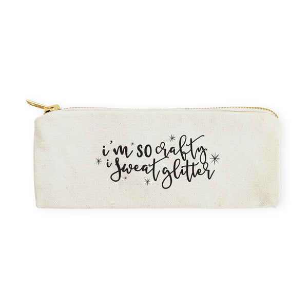The Cotton and Canvas Co. I'm So Crafty I Sweat Glitter Cotton Canvas Pencil Case and Travel Pouch