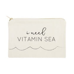 I Need Vitamin Sea Cotton Canvas Cosmetic Bag - The Cotton and Canvas Co.