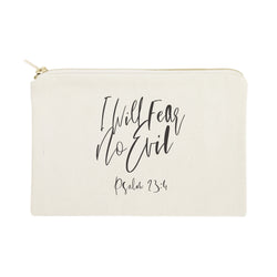 I Will Fear No Evil, Pslam 23:4 Cotton Canvas Cosmetic Bag - The Cotton and Canvas Co.