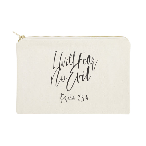The Cotton and Canvas Co. I Will Fear No Evil, Pslam 23:4 Cotton Canvas Cosmetic Bag