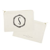 Personalized Monogram with Wreath Cosmetic Bag and Travel Make Up Pouch - The Cotton and Canvas Co.
