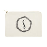 Personalized Monogram with Wreath Cosmetic Bag and Travel Make Up Pouch - The Cotton and Canvas Co.