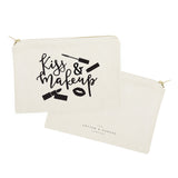 Kiss & Make Up Cotton Canvas Cosmetic Bag - The Cotton and Canvas Co.