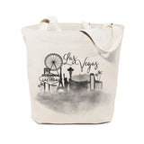 Las Vegas Cityscape Cotton Canvas Tote Bag - The Cotton and Canvas Co.