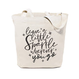 Leave a Little Sparkle Wherever You Go Cotton Canvas Tote Bag - The Cotton and Canvas Co.