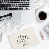 Let Your Light Shine, Matthew 5:16 Cotton Canvas Cosmetic Bag - The Cotton and Canvas Co.