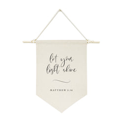 Let Your Light Shine, Matthew 5:16 Cotton Canvas Scripture, Hanging Wall Banner - The Cotton and Canvas Co.