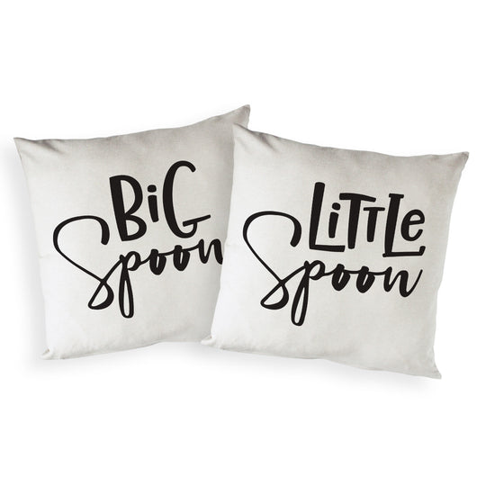 Big Spoon and Little Spoon Cotton Canvas Pillow Covers, 2-Pack - The Cotton and Canvas Co.