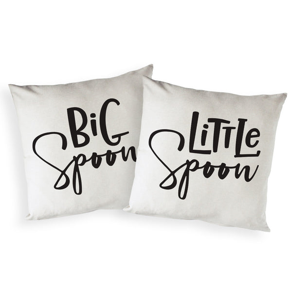 The Cotton and Canvas Co. Big Spoon and Little Spoon Cotton Canvas Pillow Covers, 2-Pack