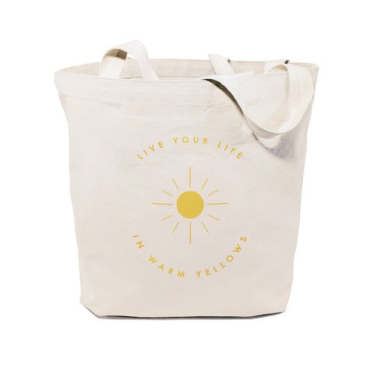 Live Life in Warm Yellows Cotton Canvas Tote Bag - The Cotton and Canvas Co.