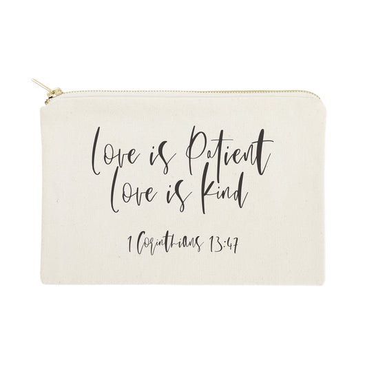 Love is Patient Love is Kind Cotton Canvas Cosmetic Bag - The Cotton and Canvas Co.