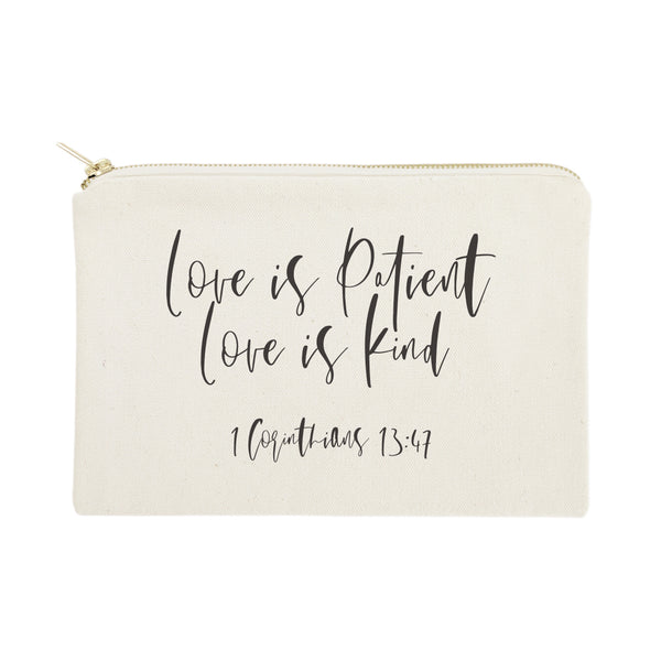 The Cotton and Canvas Co. Love is Patient Love is Kind Cotton Canvas Cosmetic Bag