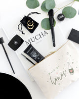 Champagne Bottle Maid of Honor Cotton Canvas Cosmetic Bag - The Cotton and Canvas Co.