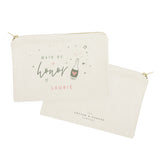 Champagne Celebration Maid of Honor Personalized Cotton Canvas Cosmetic Bag - The Cotton and Canvas Co.