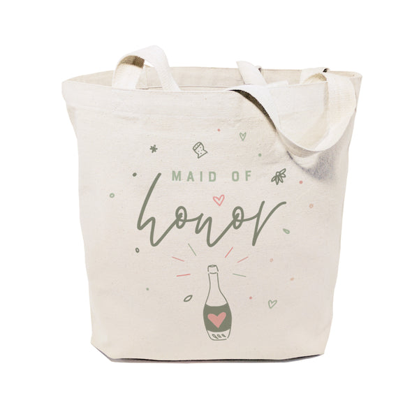 The Cotton and Canvas Co. Champagne Celebration Maid of Honor Wedding Cotton Canvas Tote Bag