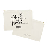 Personalized Maid of Honor Cotton Canvas Cosmetic Bag - The Cotton and Canvas Co.
