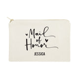 Personalized Maid of Honor Cotton Canvas Cosmetic Bag - The Cotton and Canvas Co.