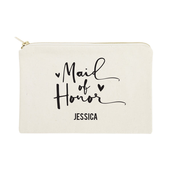 The Cotton and Canvas Co. Personalized Maid of Honor Cotton Canvas Cosmetic Bag