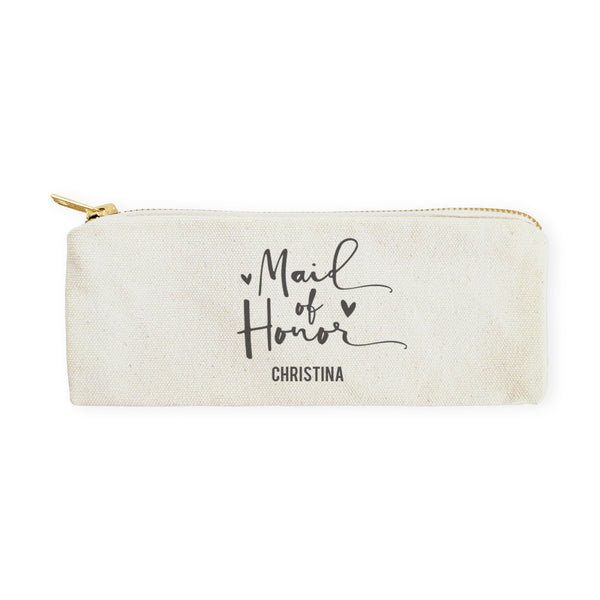 The Cotton and Canvas Co. Maid of Honor Personalized Cotton Canvas Pencil Case and Travel Pouch