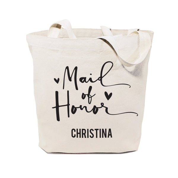 The Cotton and Canvas Co. Maid of Honor Personalized Wedding Cotton Canvas Tote Bag