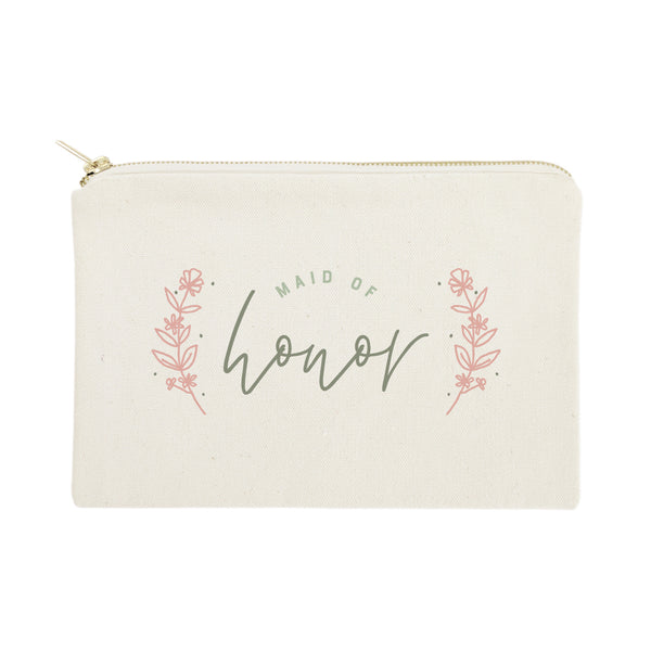 The Cotton and Canvas Co. Floral Maid of Honor Cotton Canvas Cosmetic Bag