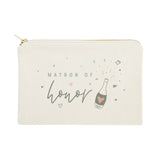 Champagne Bottle Matron of Honor Cotton Canvas Cosmetic Bag - The Cotton and Canvas Co.